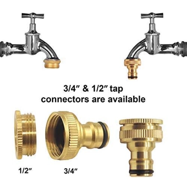 Universal badehane til haveslangeadapter, 1/2 tomme og 3/4 inkl