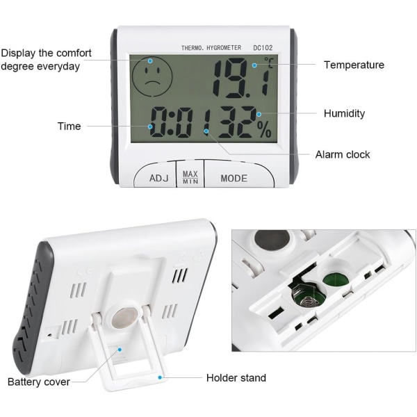 Temperatur Luftfuktighet Multifunktionell Luftfuktighetsmätare Min/Max Re