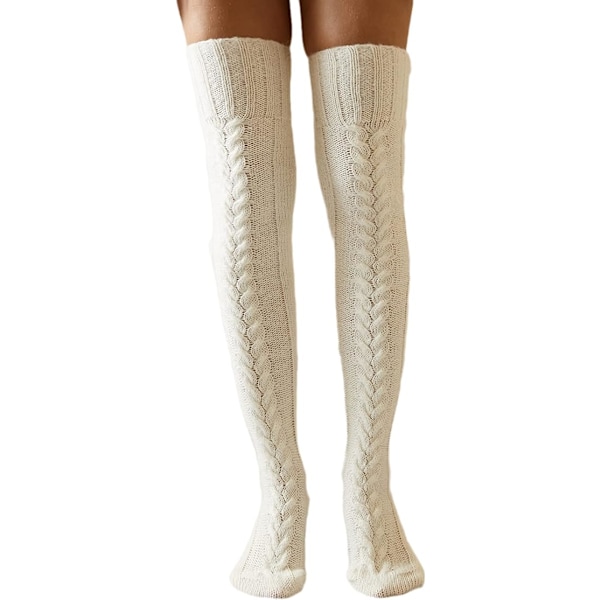 Naisten kaapelikudotut korkeakorkoiset sukat Extra Long Winter Over Knee