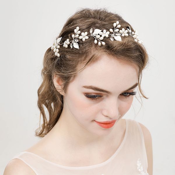 Blomsterpige Pandebånd til Bryllup, Babypige Blomster Perle Hårbånd