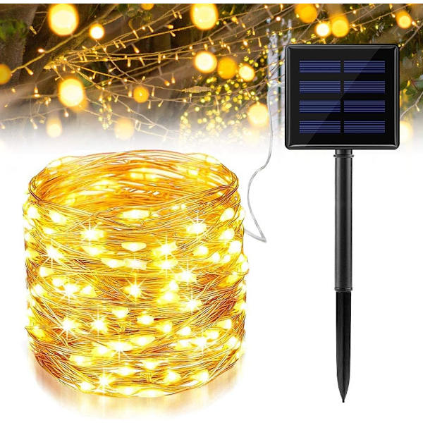 Utendørs Solcelledrevne Feelykter, 200LED 22M 8 Moduser IP65 Vanntette