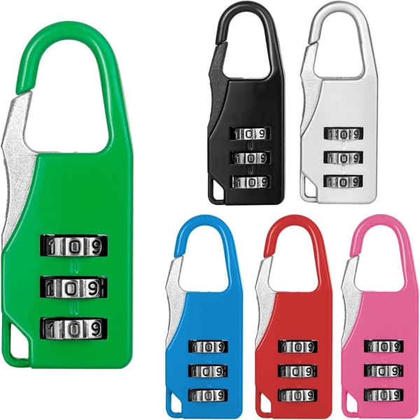 6 Pack Combination Code Suitcase Padlocks Small 3 Digit Travel