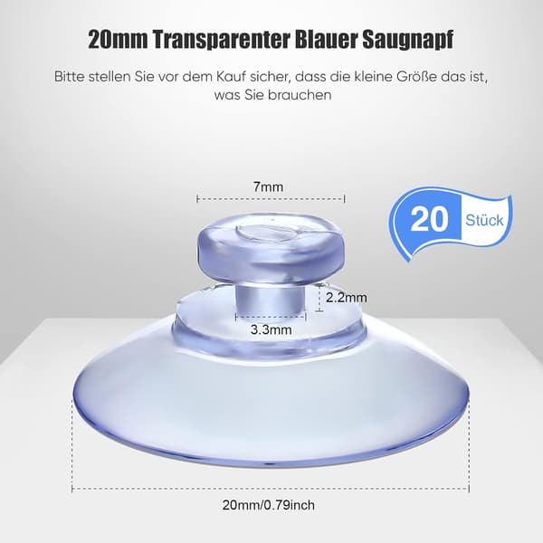 20 Plastsugappar Transparenta Sugkoppar utan Krokar Svampform