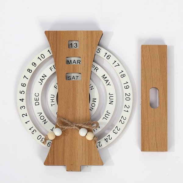 Evighetskalender, träskiveevighetskalender, träskivekalender, manuell roterande träblockkalender för