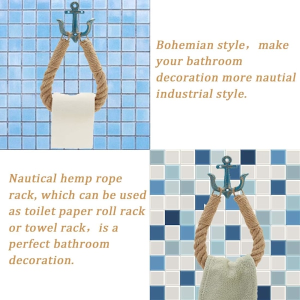 1 Paketti Nautical-tyylisen wc-paperiteline, Teollinen Seinäkiinnitys