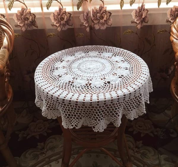 100% Bomuld Håndlavet Hæklet Rund Dug Doilies Blonder Bord