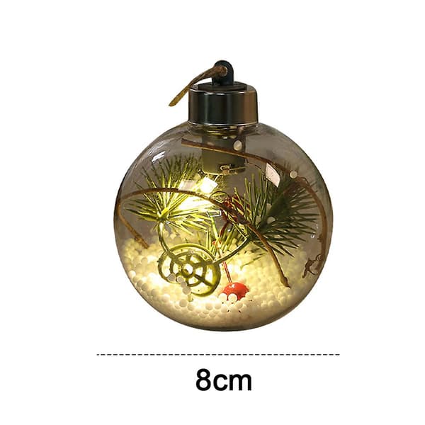 6 stk 8cm Julekule med LED Lys, Klar Julekule, Juletrepynt