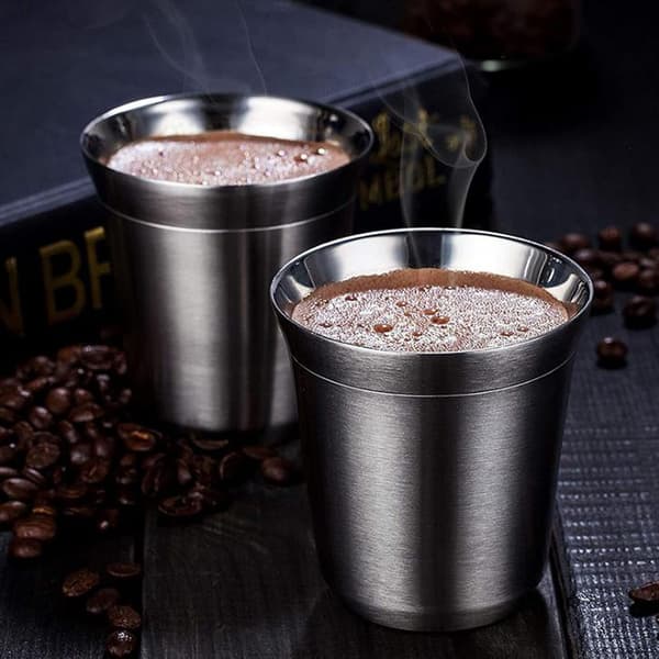Dobbelveggede Isolerte Rustfrie Stål Espresso Kopper for Kaffe
