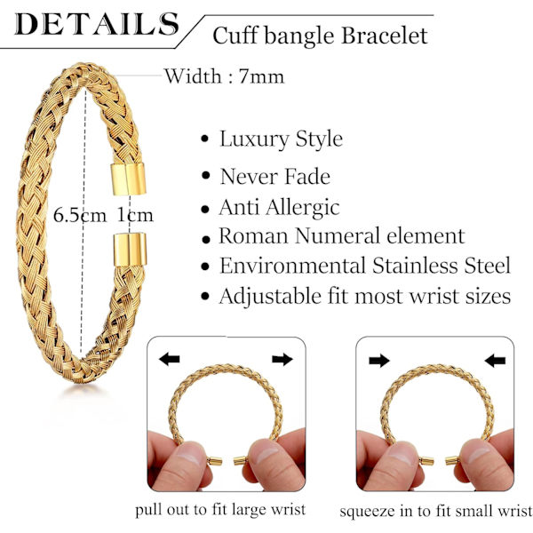 Armband i Rostfritt Stål för Män Guld Romerska Siffror Bangle Brace