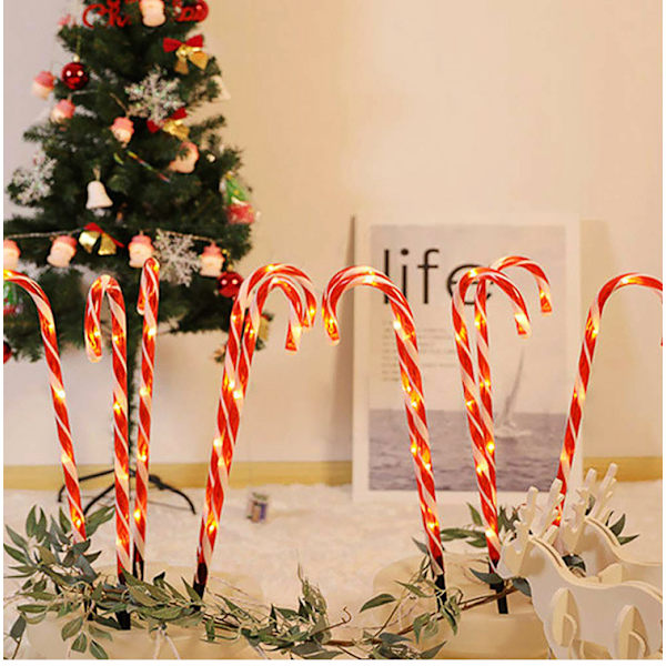 10 stycken julgodislampor, solcellsdrivna stavar, markbelysning