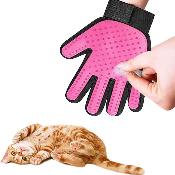 Cat Brushing Glove, (rosa högerhand) Cat Hair Glove 4 i 1 silikon