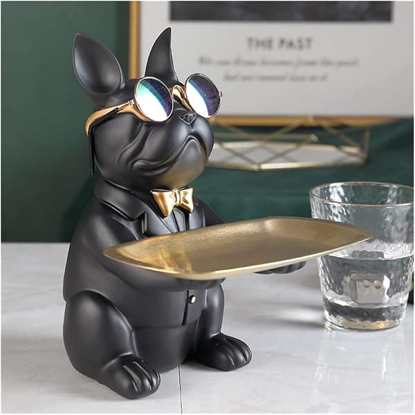 Sort Bulldog med Bakke - Statue