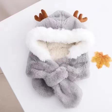 Plush Hatt- och Halsduksset för Bebisar och Barn, Pojkar och Flickor, Varma Renväggsmössor
