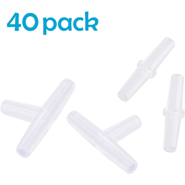 40 stycken Akvarium Luftventil Koppling Vit Plast Inline Slang,