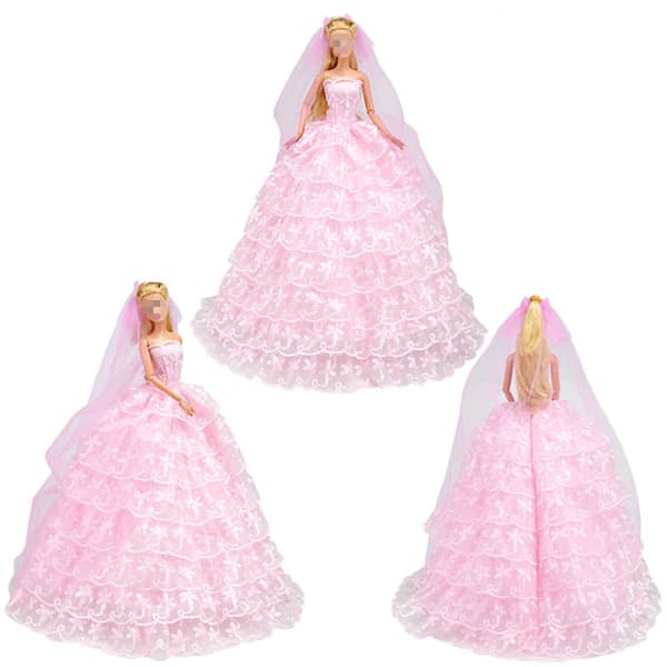 2 st 30 cm Barbie Kläder Dockor Lyxigt Mode Nio Lager Bröllop