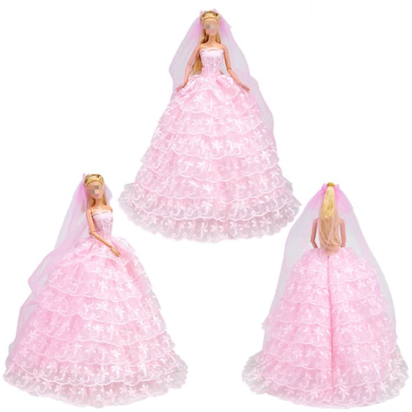 2st 30cm Barbie Kläder Docka Lyx Mode Nio Layer Weddin