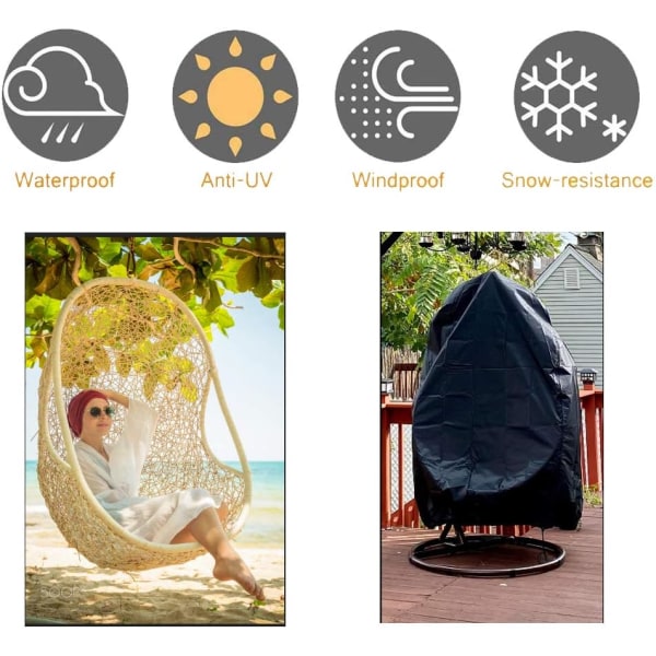 Patio Egg Chairöverdrag med Blixtlås, Hållbart Stort Vicker Egg Swing