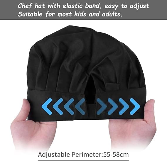 Justerbar 4-delt sort kokkehat til kvinder og mænd, unisex c DXGHC
