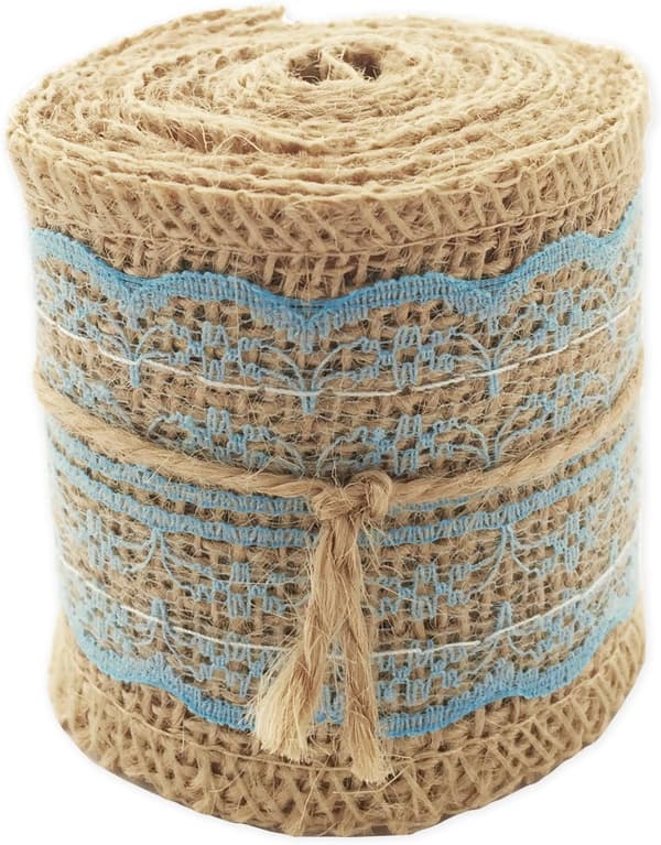 2 st Naturjute med Spets (Blå)