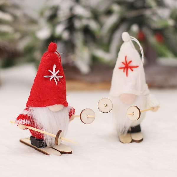 4 st jultomtar utan ansikte, tecknade snögubbar, skiddockor, Chri