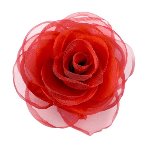 Rød Blomsterhårklips til Kvinder - Smuk Rose Brosche til Bryllup