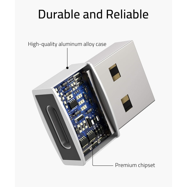 USB A til USB C Adapter Sølv