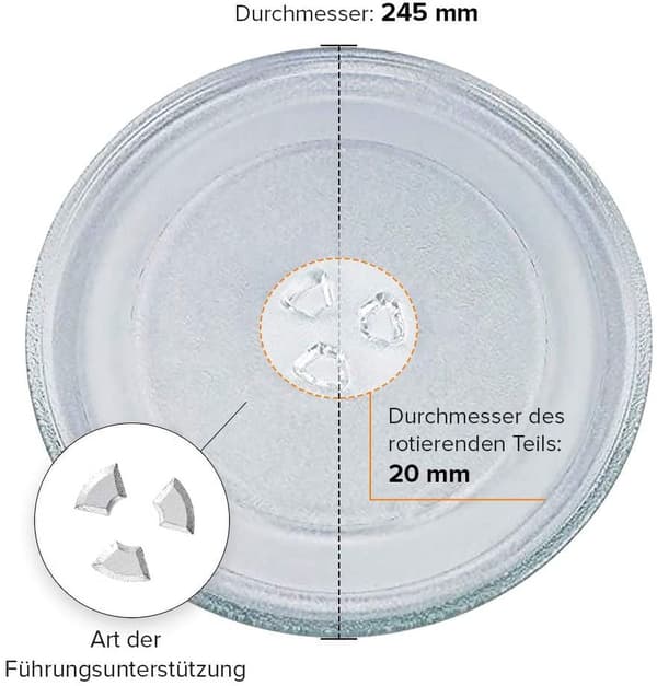 Glasplattform för mikrovågsugn universell lämplig, ca 24,5 cm