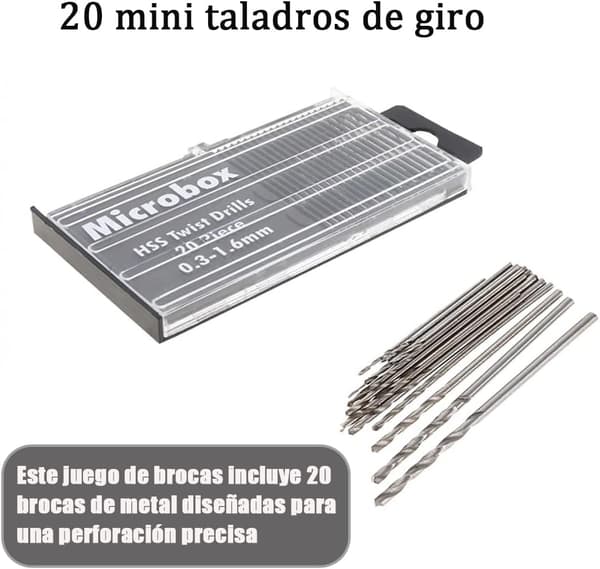 0,3 mm - 1,6 mm HSS Mini Twist Drill Bit Set 20 stk