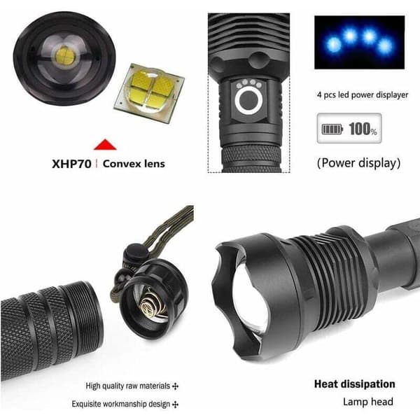 Tehokkain LED-taskulamppu USB-taskulamppu 26650 xhp70 xhp50 DXGHC