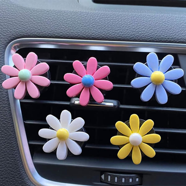 5 st Bilprydnad Vacker Daisy Blomma Bil Luftventil Klämma Enkel