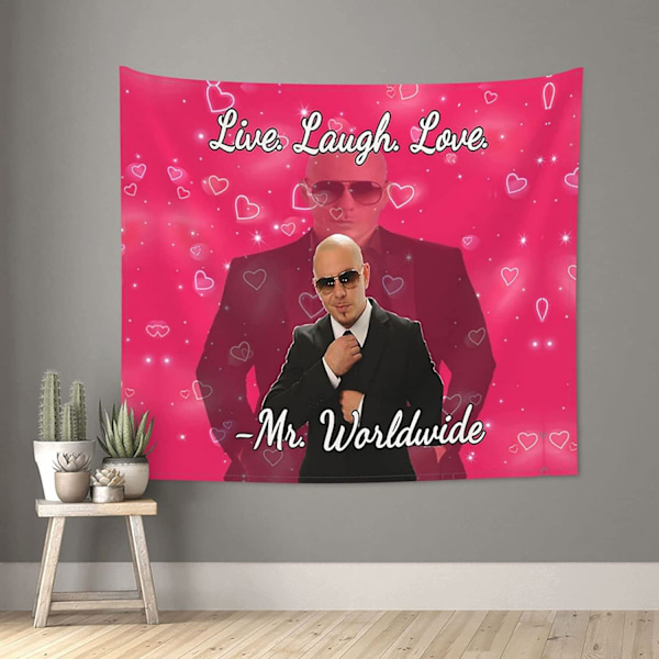 Mr Worldwide - Elä, Nauti, Rakasta - Hauska seinävaate, Pitbull-seinävaate, 3D-taideteoksen ripustus