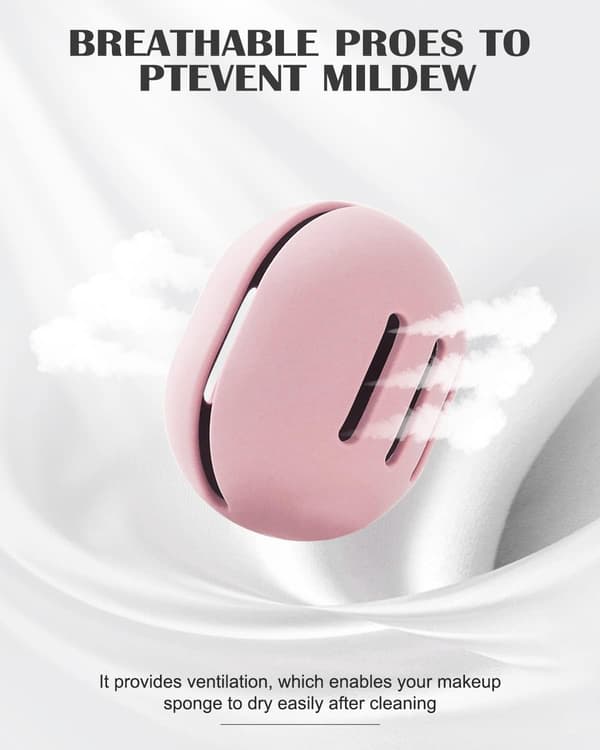 (Pink) Makeup Svampeholder, Silky Glat Silikon Makeup Taske, Vær
