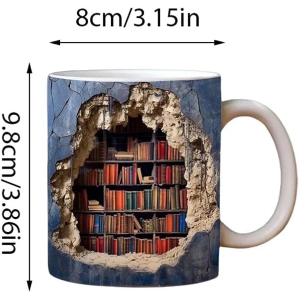 3D Bokhylle Kanne, Kreativ Romdesign Multifunksjonell Kanne For Bokelskere - Personlig Biblioteksgave - 11 Unse - Unik