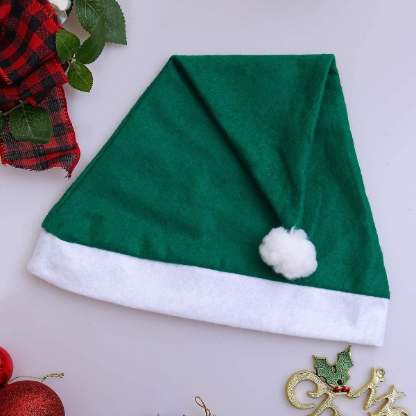 2 st Gröna jul Non Woven tomte hattar för juldräkter