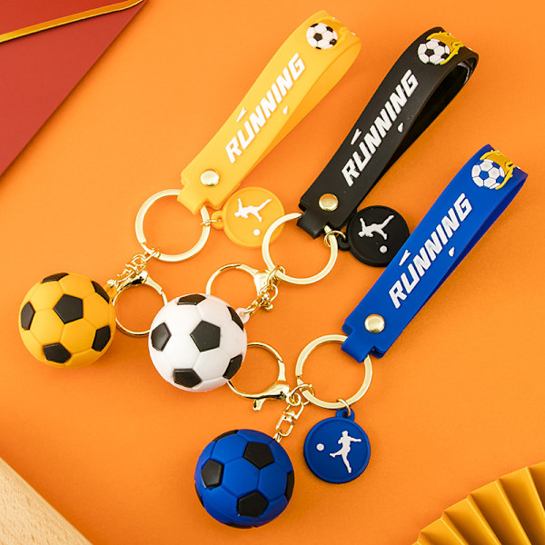 3 st 3,5 cm fotboll nyckelring hänge PVC mjuk gummi bilnyckel