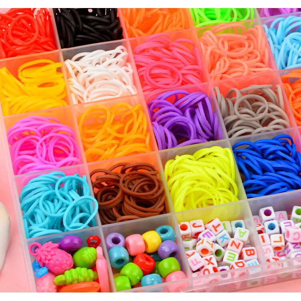 40-rutnigt regnbågshandflätningsset för DIY-färgade gummiband för barn