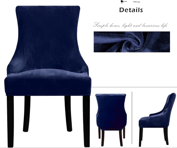 1-delars Set, Marinblå Stretch Mjuk Wingback Stolsöverdrag - Återanvändbar