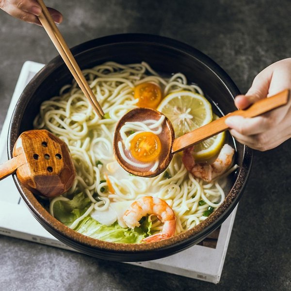 2 st Träskedar för Matlagning Ramen Soppa Lång