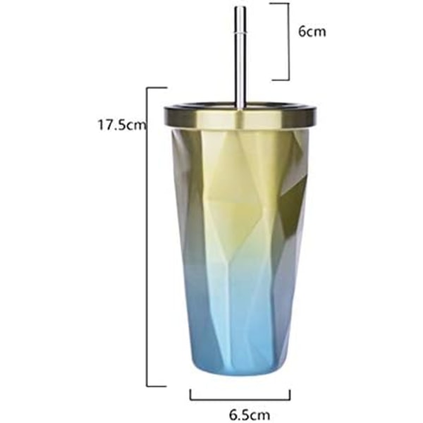 Klassisk Tumbler (Blå) - 500ML, 304 Rustfrit Stål Kande Dobbelt Vægge