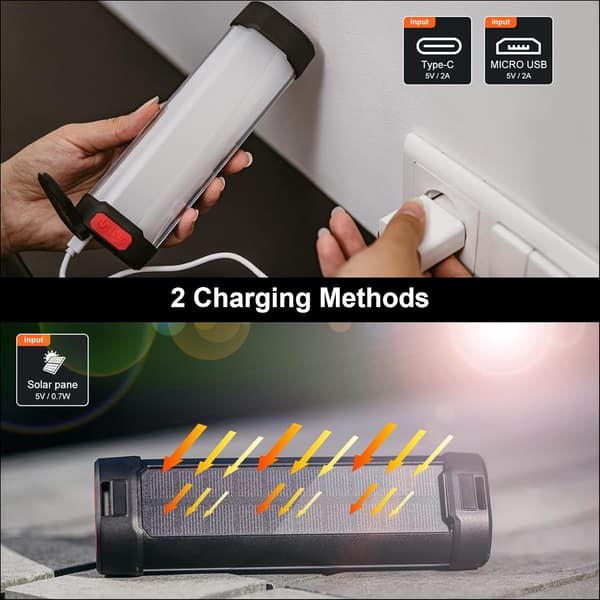 LED Campinglys, Genopladelig Campinglanterne med Magnetisk Bund