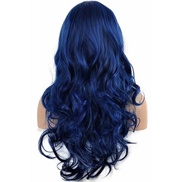 Blå peruker för kvinnor långa lockiga vågiga mjuka värmebeständiga syntetiska fibrer party cosplay tillbehör peruker (blå)
