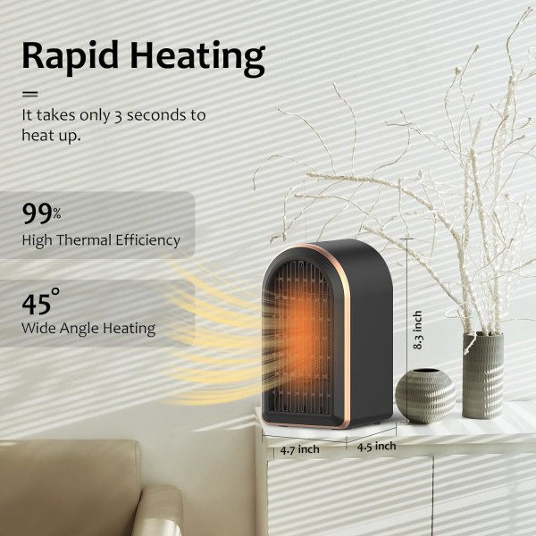 Intelligent Electric Space Heater Fireplace, 1200W Portable Low N