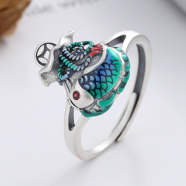 Vintage cloisonné-dekorerad pengapåse i sterling silver med Koi-motiv