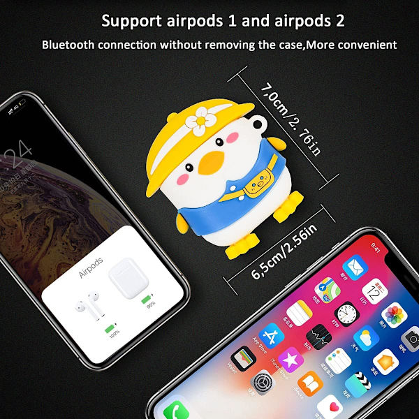 Airpods 1 & 2 Etui, Silikon 3D Tegneserie Dyre Design Stødsikkert