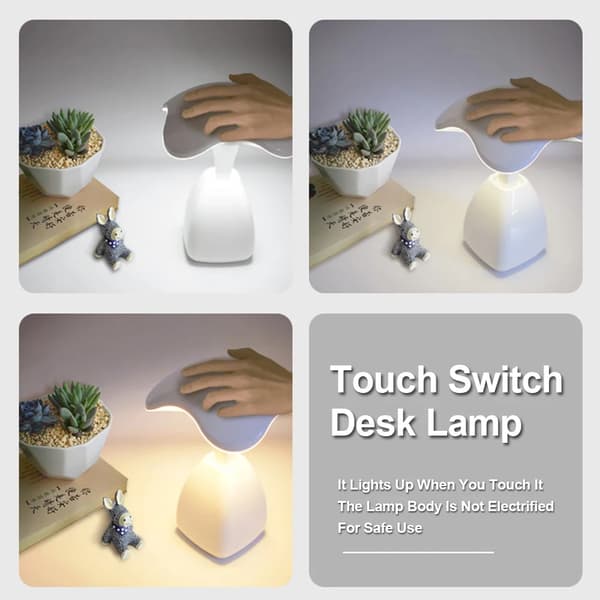 Sopp-bordlampe med berøringskontroll, øyevennlig, LED, støpsel, s