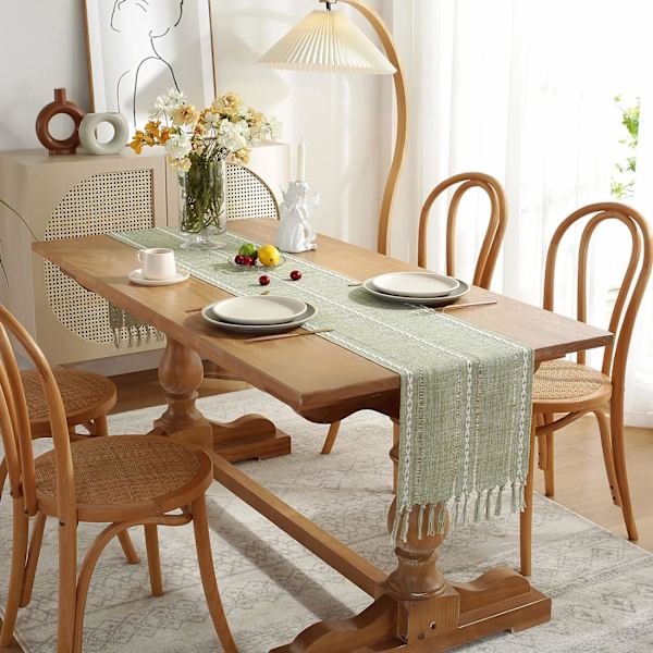 Koukutettu puuvilla- ja pellavapöytäliina Rustic Farmhouse DXGHC