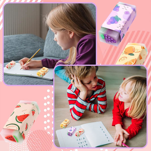 Fruktgummin, Söta Mjuka Suddgummin Färgglada Suddgummin, Kawaii E