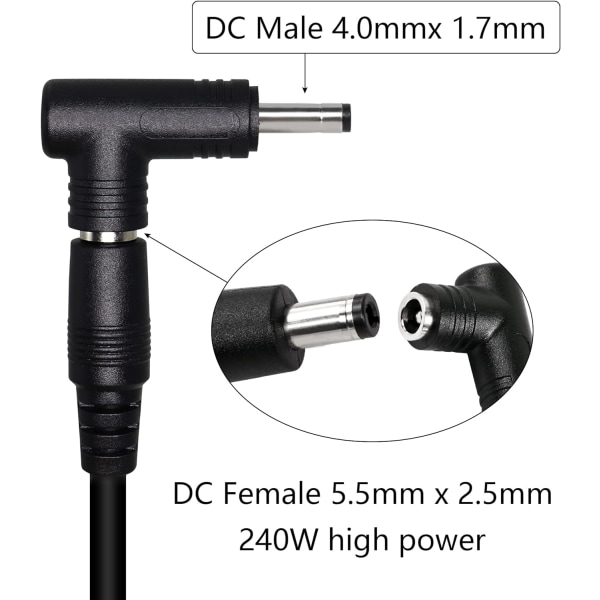 2 st DC-strömadapter, 90 graders vinkel DC-adapter 4,0 mm x 1,7 DXGHC