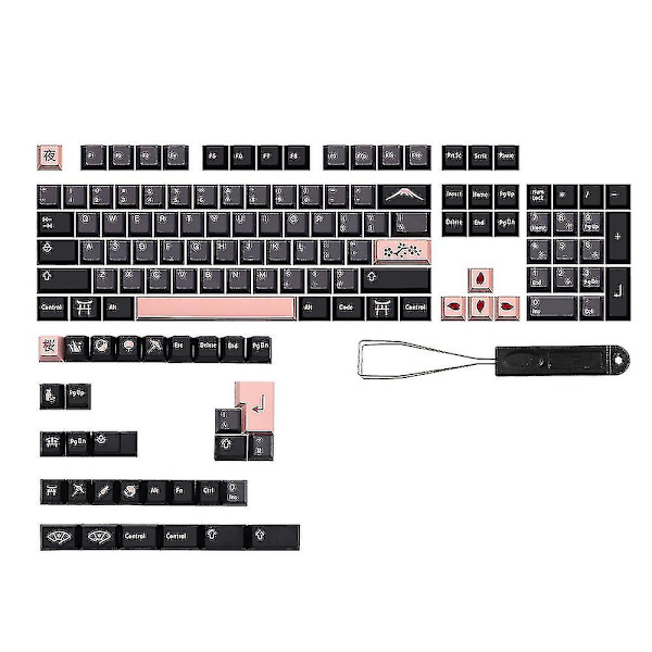 136 Key Nightsakura Keycap Pbt Engelska Keycaps Kompatibel Wit DXGHC