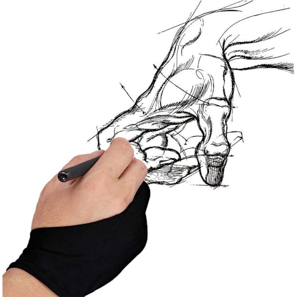 1 pakke sorte to-fingers kunstnerhandsker, brugt til maling, DXGHC